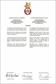 Letters patent registering the Flag of Yukon
