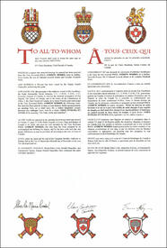 Letters patent granting heraldic emblems to Paul Andrew Morris