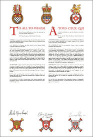 Lettres patentes concédant des emblèmes héraldiques à John Kileeg Lettres patentes concédant des emblèmes héraldiques à John Kileeg