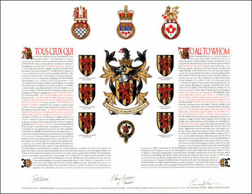 Letters patent granting heraldic emblems to Gilles Éric Ravignat