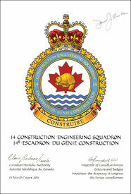 Letters patent confirming the Badge of 14 Construction Engineering Squadron Letters patent confirming the Badge of 14 Construction Engineering Squadron
