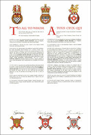 Letters patent granting heraldic emblems to Robert Shane Bengry Letters patent granting heraldic emblems to Robert Shane Bengry