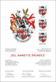 Lettres patentes concédant des emblèmes héraldiques à Jill Annette Brindle