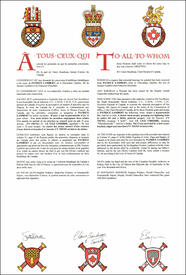 Letters patent granting heraldic emblems to Patrice Lambert Letters patent granting heraldic emblems to Patrice Lambert