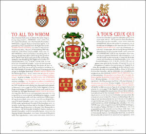 Letters patent granting heraldic emblems to Robert David Redmile