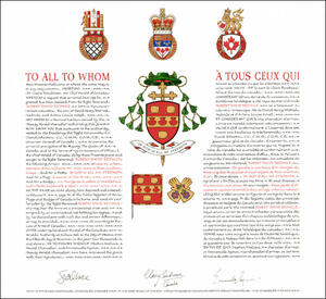 Letters patent granting heraldic emblems to Robert David Redmile Letters patent granting heraldic emblems to Robert David Redmile