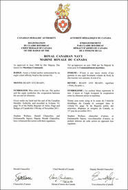 Letters patent registering the Badge of the Royal Canadian Navy