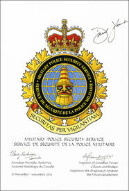 Letters patent approving the Badge of the Military Police Security Service Letters patent approving the Badge of the Military Police Security Service
