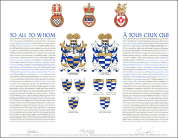 Letters patent granting heraldic emblems to Jacques Jean Meor Shore Letters patent granting heraldic emblems to Jacques Jean Meor Shore