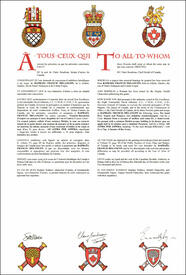 Lettres patentes concédant des emblèmes héraldiques à Raphaël Francis Melançon