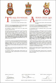 Letters patent granting heraldic emblems to Ian Roderick Duffy Letters patent granting heraldic emblems to Ian Roderick Duffy