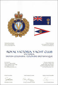 Letters patent granting heraldic emblems to the Royal Victoria Yacht Club Letters patent granting heraldic emblems to the Royal Victoria Yacht Club