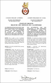 Letters patent approving the Badge of the Chaplain Branch Letters patent approving the Badge of the Chaplain Branch