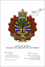 Letters patent approving the Badge of the Chaplain Branch Letters patent approving the Badge of the Chaplain Branch