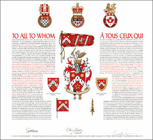 Letters patent granting heraldic emblems to Peter Donald Beatty