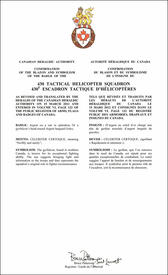 Letters patent confirming the blazon of the Badge of the 430 Tactical Helicopter Squadron Letters patent confirming the blazon of the Badge of the 430 Tactical Helicopter Squadron