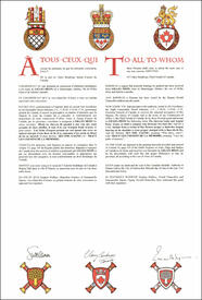 Letters patent granting heraldic emblems to Gilles Héon Letters patent granting heraldic emblems to Gilles Héon