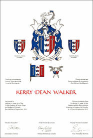 Lettres patentes concédant des emblèmes héraldiques à Kerry Dean Walker