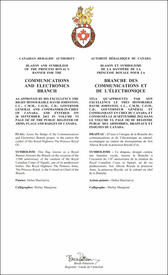 Letters patent approving the Flag of the Communications and Electronics Branch