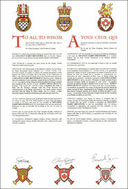 Letters patent granting heraldic emblems to Jonathan Hardt Brickwood Letters patent granting heraldic emblems to Jonathan Hardt Brickwood