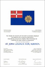 Letters patent granting a Flag to the St. John Council for Alberta
