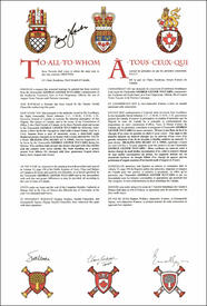 Lettres patentes concédant des emblèmes héraldiques à George Lester Tuccaro