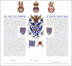 Letters patent granting heraldic emblems to John James Nanos