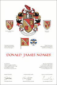 Letters patent granting heraldic emblems to Donald James Noakes