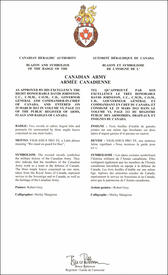 Lettres patentes approuvant l'insigne de l'Armée canadienne