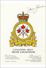 Lettres patentes approuvant l'insigne de l'Armée canadienne