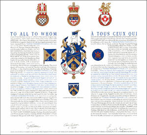 Letters patent granting heraldic emblems to Thomas Edward Fleming
