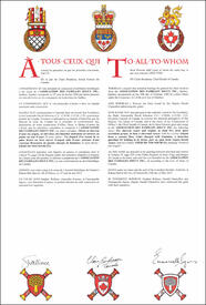 Letters patent granting heraldic emblems to the Association des familles Soucy Inc. Letters patent granting heraldic emblems to the Association des familles Soucy Inc.