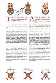 Letters patent granting heraldic emblems to Harry Franklin Lewis