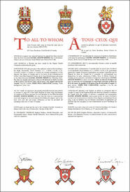 Lettres patentes concédant des emblèmes héraldiques à Daniel Joseph Miehm