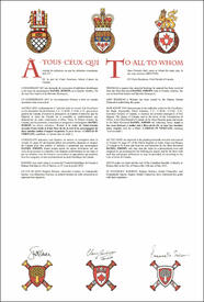 Letters patent granting heraldic emblems to Daniel Jodoin Letters patent granting heraldic emblems to Daniel Jodoin