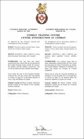 Letters patent approving the Badge of the Combat Training Centre