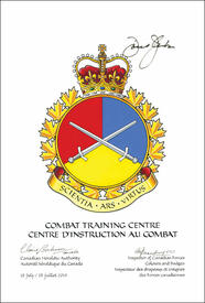 Letters patent approving the Badge of the Combat Training Centre