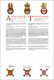 Letters patent granting heraldic emblems to Tristan Roy