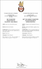 Lettres patentes confirmant l'insigne du 406e Escadron maritime d’entraînement opérationnel