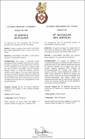 Letters patent approving the Badge of the 39 Service Battalion Letters patent approving the Badge of the 39 Service Battalion
