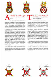 Letters patent granting heraldic emblems to the Municipalité de Saint-Victor