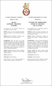 Letters patent approving the badge of the Peace Support Training Centre Letters patent approving the badge of the Peace Support Training Centre