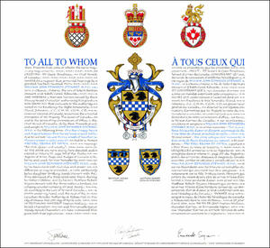 Letters patent granting heraldic emblems to William John Edwards Stewart Letters patent granting heraldic emblems to William John Edwards Stewart