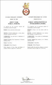Letters patent approving the Badge of the Joint Task Force (North)