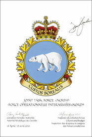 Letters patent approving the Badge of the Joint Task Force (North) Letters patent approving the Badge of the Joint Task Force (North)