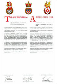 Letters patent granting heraldic emblems to Paul Steven Mueller