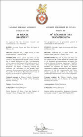 Lettres patentes approuvant l’insigne du 38e Régiment des transmissions