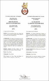 Lettres patentes enregistrant les emblèmes héraldiques de la reine Elizabeth II Lettres patentes enregistrant les emblèmes héraldiques de la reine Elizabeth II