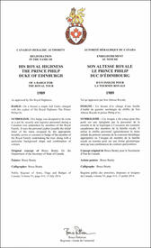 Lettres patentes enregistrant les emblèmes héraldiques du prince Philip, duc d’Édimbourg Lettres patentes enregistrant les emblèmes héraldiques du prince Philip, duc d’Édimbourg