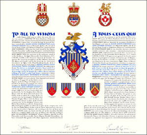 Lettres patentes concédant des emblèmes héraldiques à Roger Joseph Théodule Jean Conrad Goulet